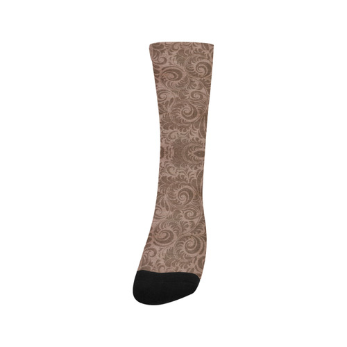 Denim with vintage floral pattern, beige brown Trouser Socks