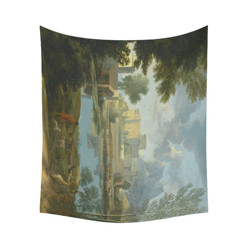 Nicolas Poussin French Landscape Calm Cotton Linen Wall Tapestry 60"x 51"