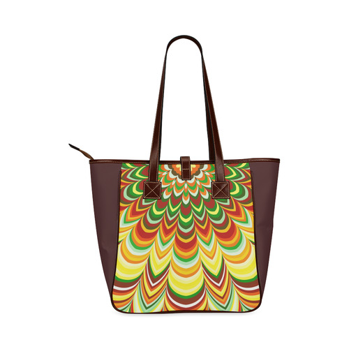 Colorful flower striped mandala Classic Tote Bag (Model 1644)