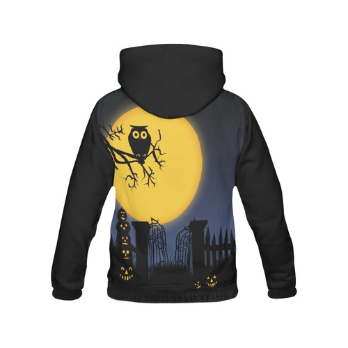 Happy Halloween with  a owl in the night All Over Print Hoodie for Women (USA Size) (Model H13)