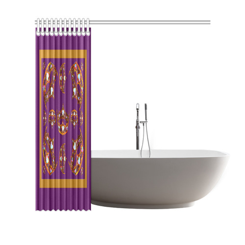 Queen of Hearts Gold Crown Tiara scattered pattern royal purple background shower curtain Shower Curtain 69"x70"