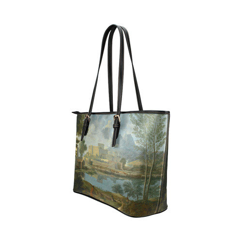 Nicolas Poussin French Landscape Calm Leather Tote Bag/Large (Model 1651)