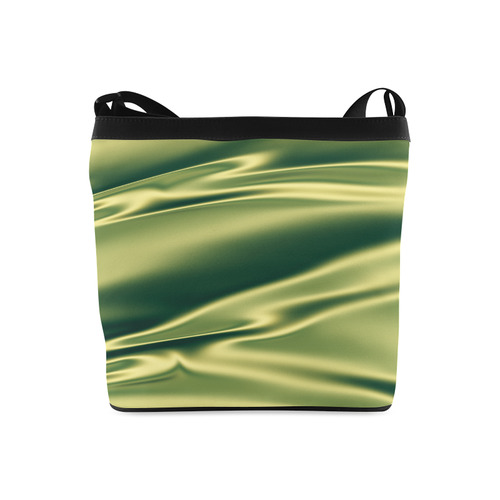 Green satin 3D texture Black Strap Version Crossbody Bags (Model 1613)
