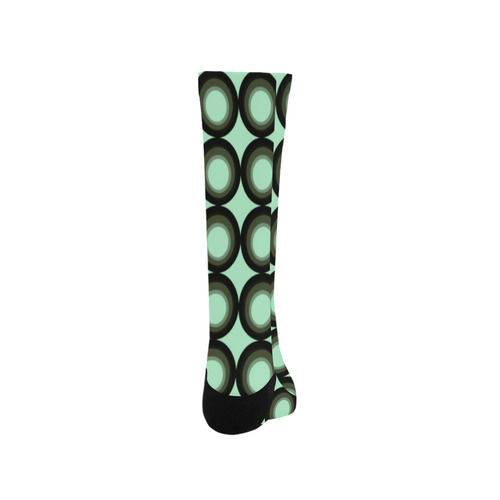 Psychedelic circles, green vintage pattern style Trouser Socks