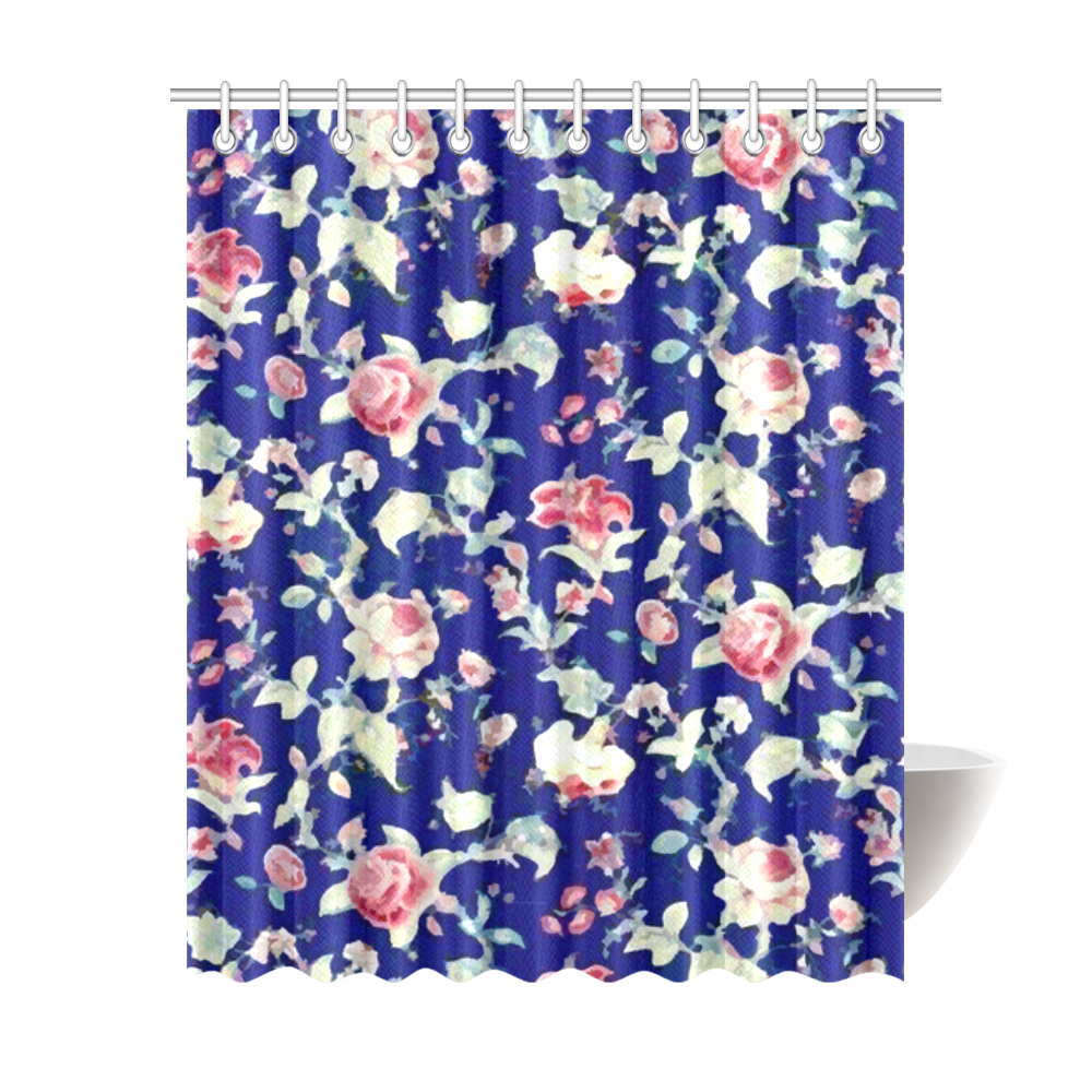 Vintage Rose Floral Wallpaper Shower Curtain 69"x84" ID D1491816