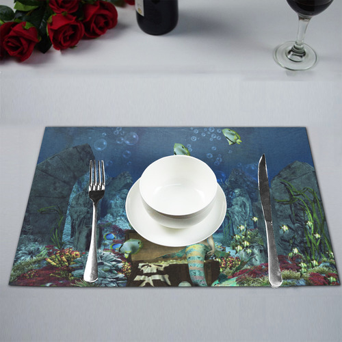 Underwater wold with mermaid Placemat 12’’ x 18’’ (Two Pieces)