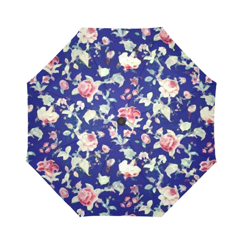 Vintage Rose Floral Wallpaper Auto-Foldable Umbrella (Model U04)