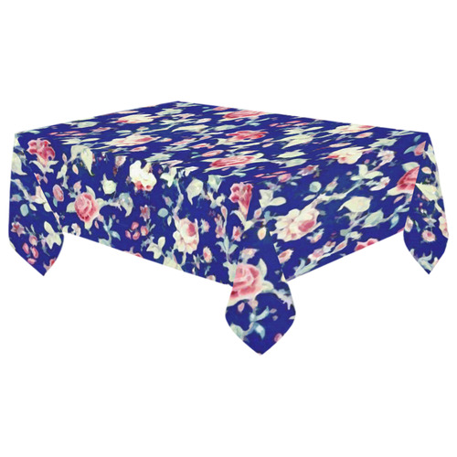 Vintage Rose Floral Wallpaper Cotton Linen Tablecloth 60"x 104"