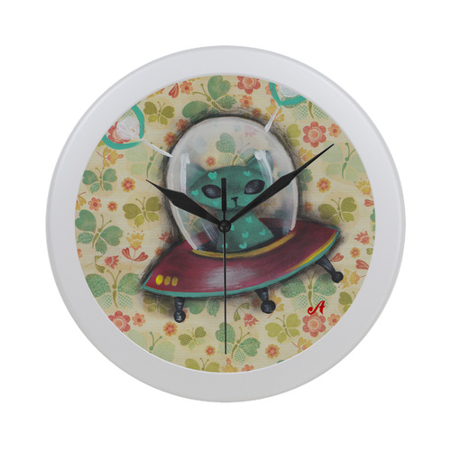 Space Cat VII Circular Plastic Wall clock