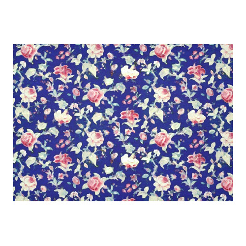 Vintage Rose Floral Wallpaper Cotton Linen Tablecloth 60"x 84"