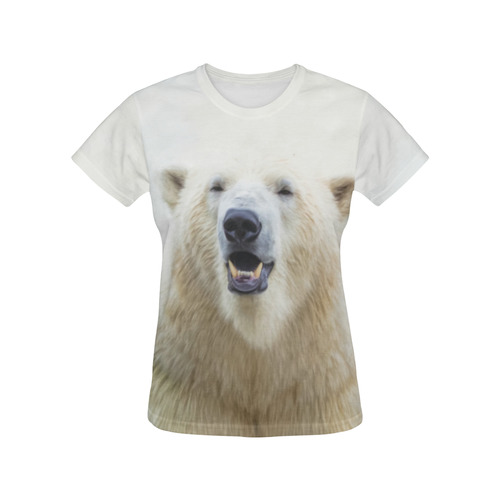 Cute  Zoo Polar Bear All Over Print T-Shirt for Women (USA Size) (Model T40)