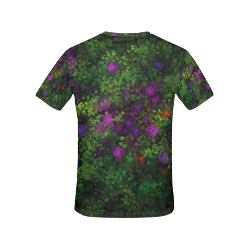 Wild Rose Garden, Oil painting. Red, purple, green All Over Print T-Shirt for Women (USA Size) (Model T40)