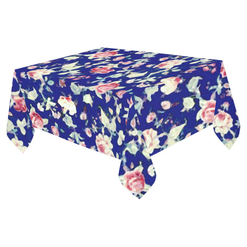 Vintage Rose Floral Wallpaper Cotton Linen Tablecloth 52"x 70"
