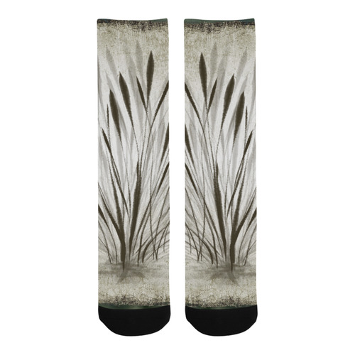 Simple, elegant ink, watercolor grass, brown hues Trouser Socks