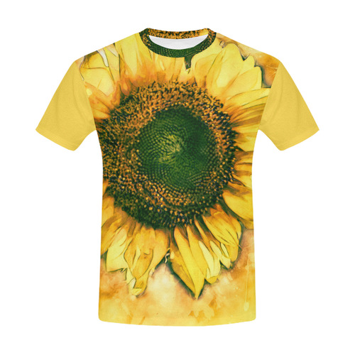 Painting Sunflower - Life is in full bloom All Over Print T-Shirt for Men (USA Size) (Model T40)