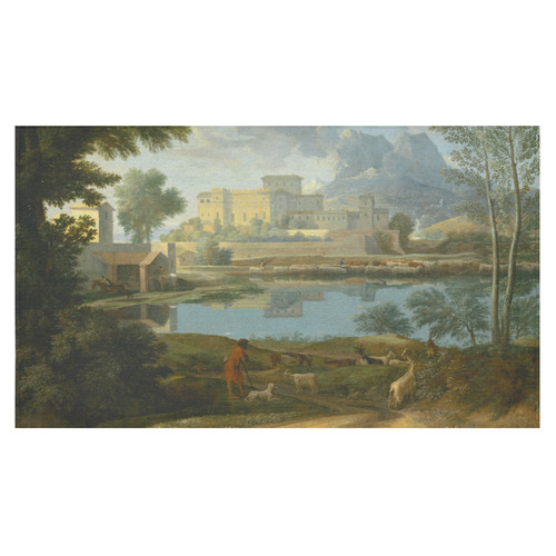 Nicolas Poussin French Landscape Calm Cotton Linen Tablecloth 60"x 104"