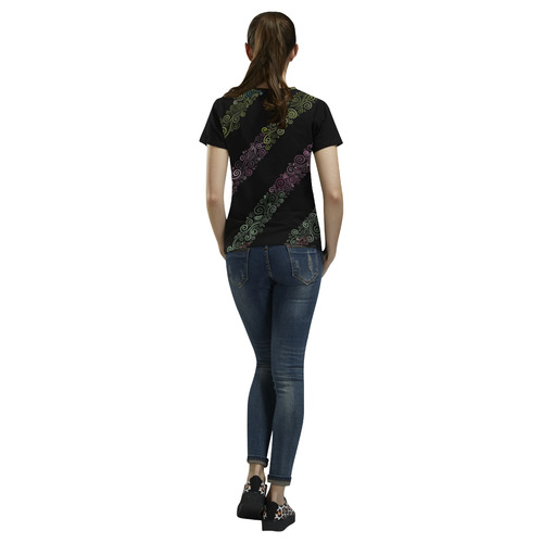 Psychedelic 3D Rainbow Ornaments All Over Print T-Shirt for Women (USA Size) (Model T40)