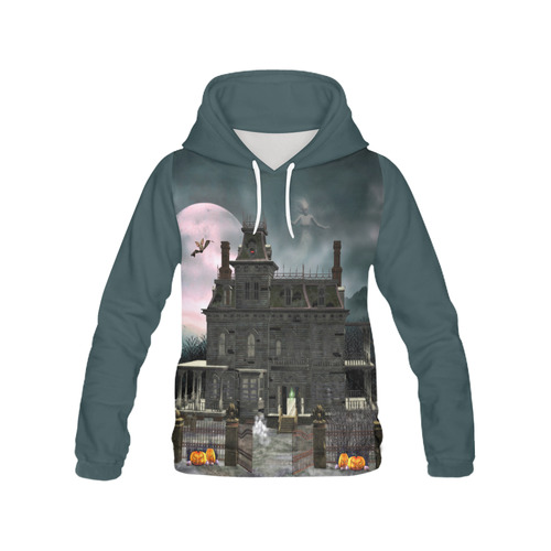 A creepy darkness halloween haunted house All Over Print Hoodie for Men (USA Size) (Model H13)