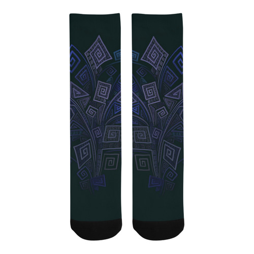 Psychedelic 3D Square Spirals - blue and purple Trouser Socks