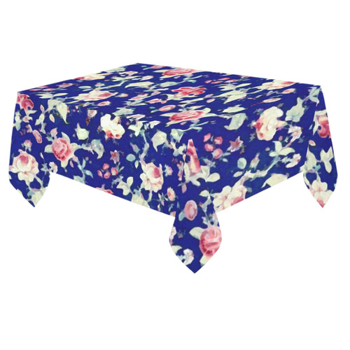 Vintage Rose Floral Wallpaper Cotton Linen Tablecloth 60"x 84"