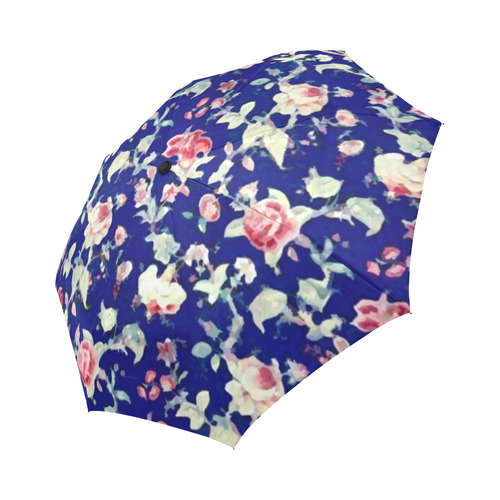 Vintage Rose Floral Wallpaper Auto-Foldable Umbrella (Model U04)