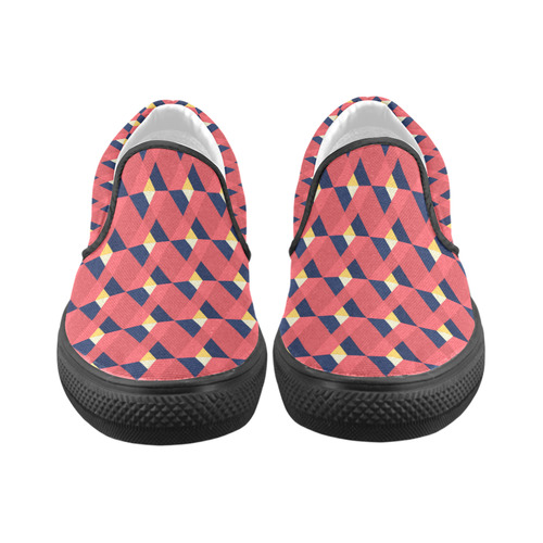 red triangle tile ceramic Slip-on Canvas Shoes for Men/Large Size (Model 019)