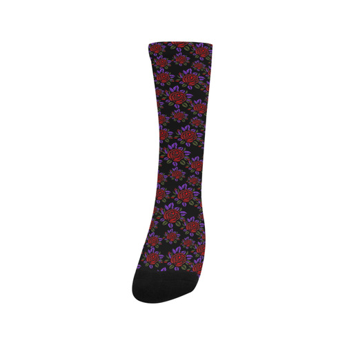 Red and Purple Roses Floral Pattern Trouser Socks