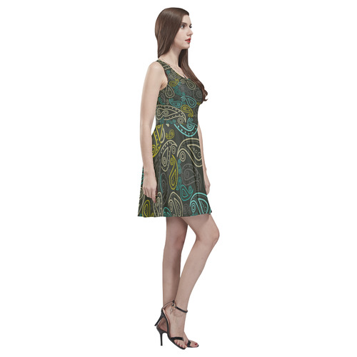 paisley art Thea Sleeveless Skater Dress(Model D19)