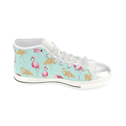 Flamingo (blue) Women's Classic High Top Canvas Shoes (Model 017)