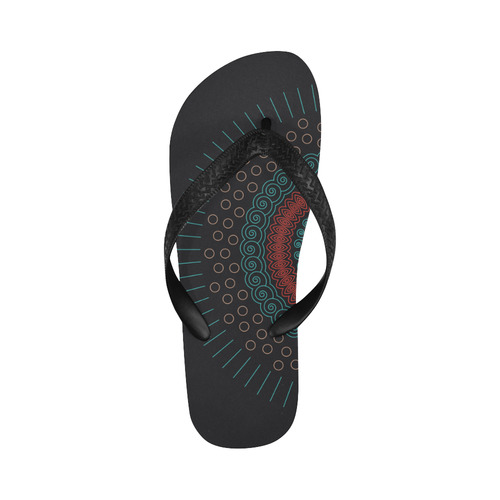 red with green mandala circular Flip Flops for Men/Women (Model 040)