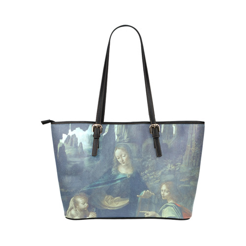 Leonardo da Vinci Virgin of the Rocks Leather Tote Bag/Small (Model 1651)