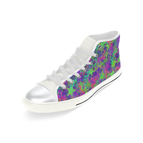 Purple Shooting Stars High Top Canvas Shoes for Kid (Model 017)