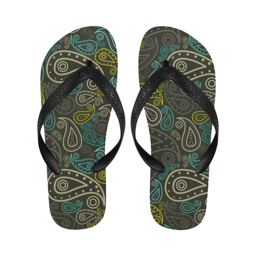 paisley art Flip Flops for Men/Women (Model 040)