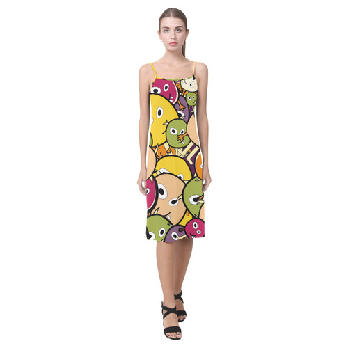 monster colorful doodle Alcestis Slip Dress (Model D05)