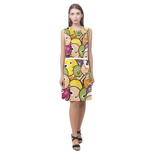 monster colorful doodle Eos Women's Sleeveless Dress (Model D01)