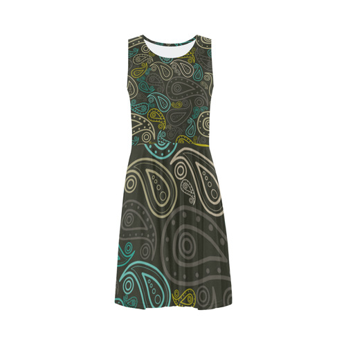 paisley art Sleeveless Ice Skater Dress (D19)