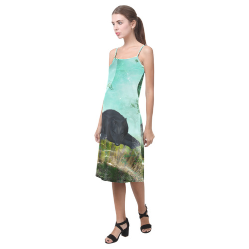 Sleeping wolf in the night Alcestis Slip Dress (Model D05)