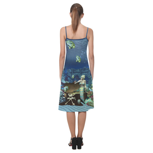 Underwater wold with mermaid Alcestis Slip Dress (Model D05)