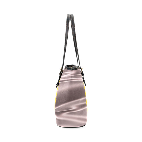 Green and lilac satin 3D texture Yellow Center Version Leather Tote Bag/Small (Model 1640)