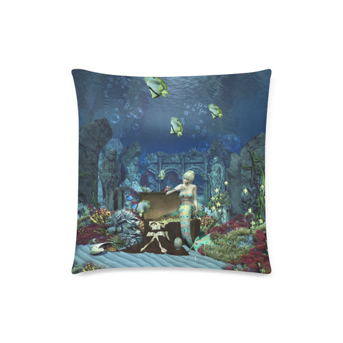 Underwater wold with mermaid Custom Zippered Pillow Case 18"x18"(Twin Sides)