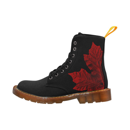 Canada Maple Leaf Boots Black Malpe Leaf Martin Boots For Women Model 1203H