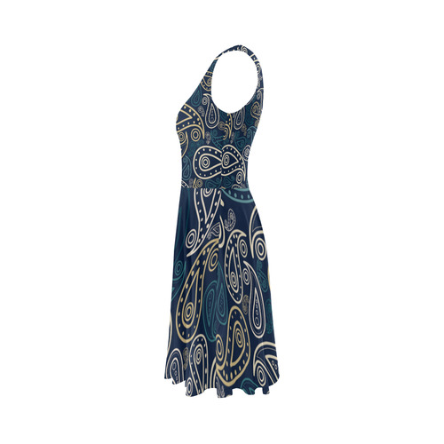 paisley illustration Sleeveless Ice Skater Dress (D19)