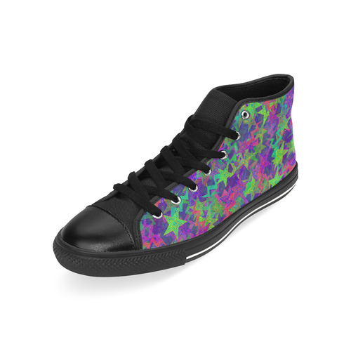 Purple Shooting Stars High Top Canvas Shoes for Kid (Model 017)