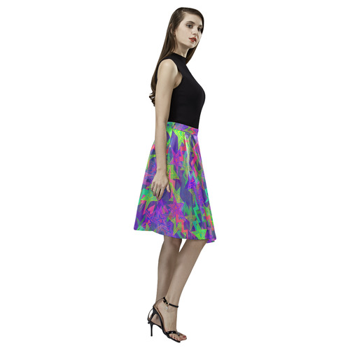 Purple Shooting Stars Melete Pleated Midi Skirt (Model D15)