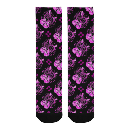 Pink Guitars Rockabilly Retro Trouser Socks