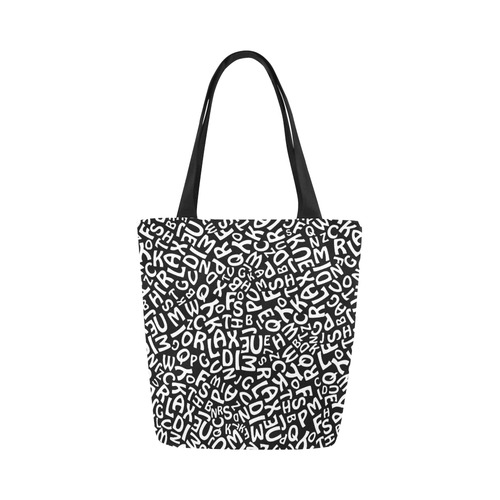 Alphabet Black and White Letters Canvas Tote Bag (Model 1657)