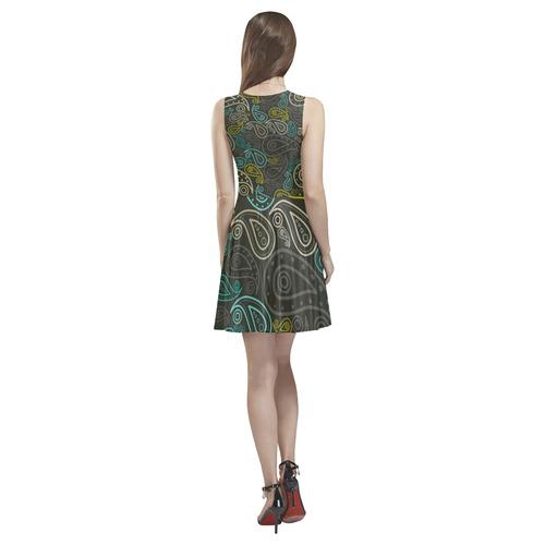 paisley art Thea Sleeveless Skater Dress(Model D19)