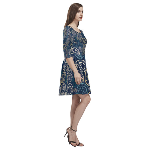 paisley illustration Tethys Half-Sleeve Skater Dress(Model D20)