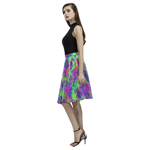 Purple Shooting Stars Melete Pleated Midi Skirt (Model D15)