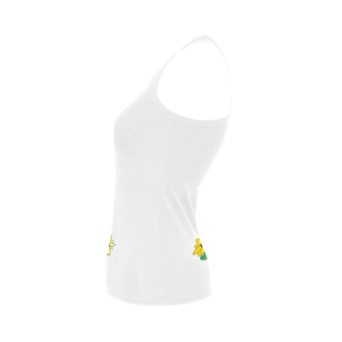 Cowgirl Sugar Skull White Women's Shoulder-Free Tank Top (Model T35)